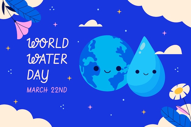 Flat world water day background