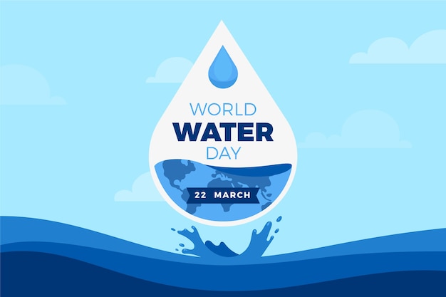 Flat world water day background