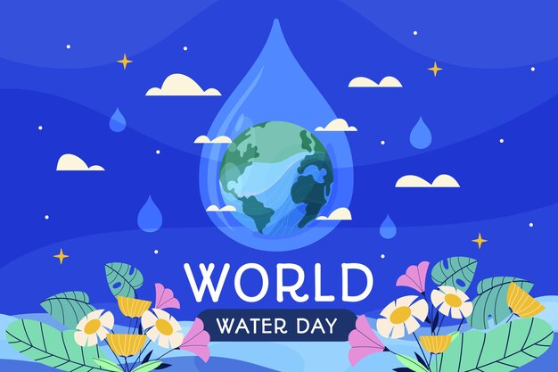 Flat world water day background