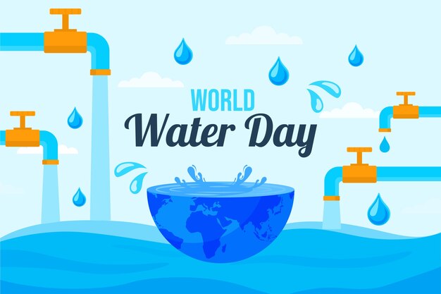 Flat world water day background