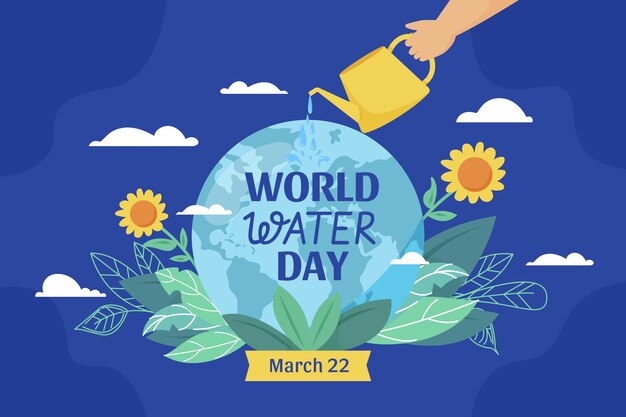 Flat world water day background