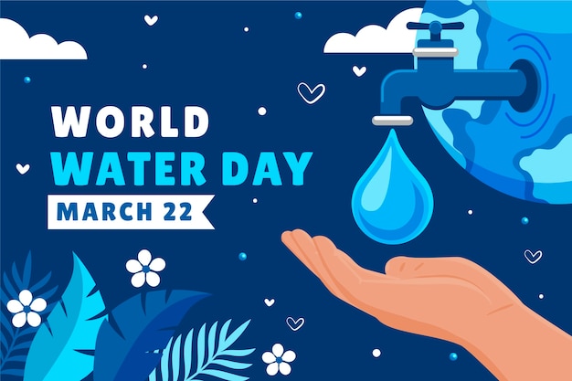 Flat world water day background