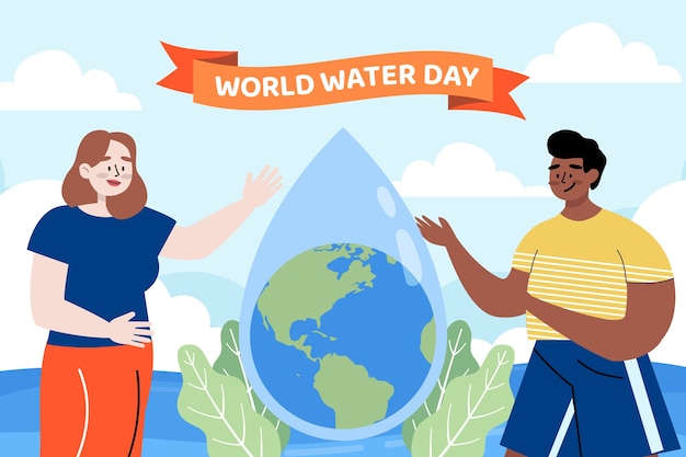 Flat world water day background