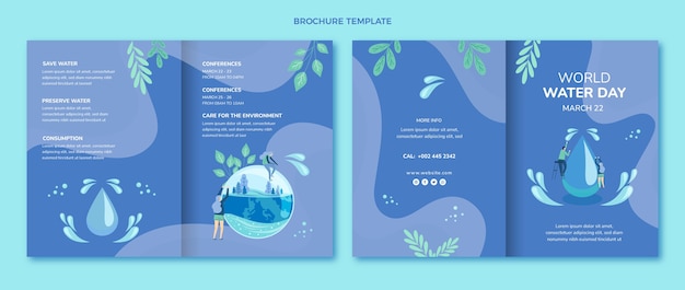 Flat world water day brochure template