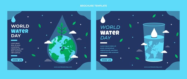 Flat world water day brochure template