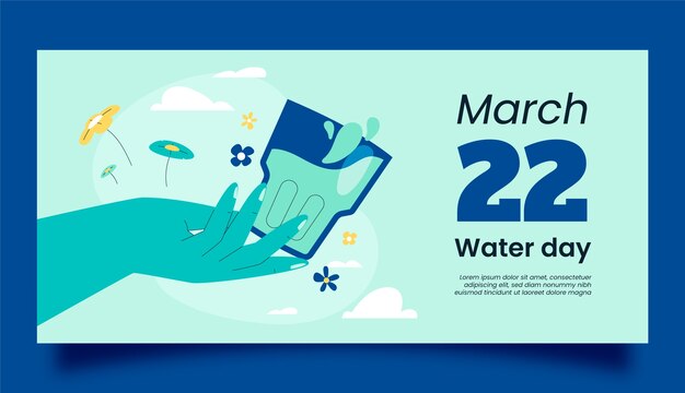 Flat world water day horizontal banner template