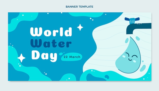 Flat world water day horizontal banner