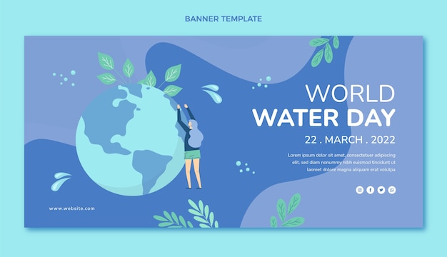 Flat world water day horizontal banner