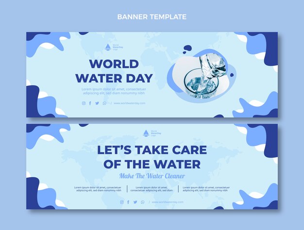 Flat world water day horizontal banners set