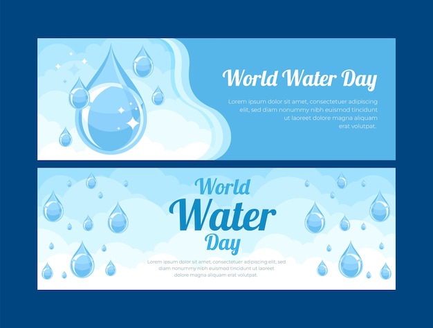 Free Vector flat world water day horizontal banners set