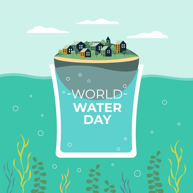 Free Vector flat world water day illustration