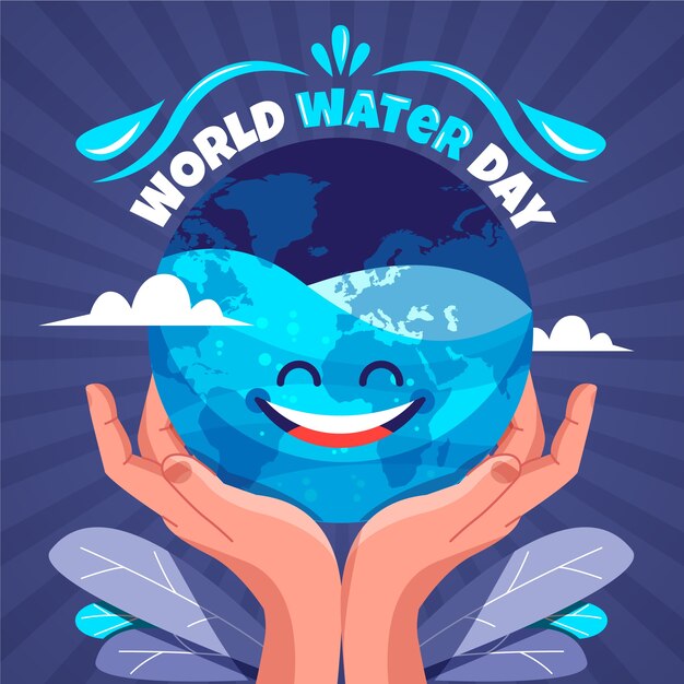 Flat world water day illustration