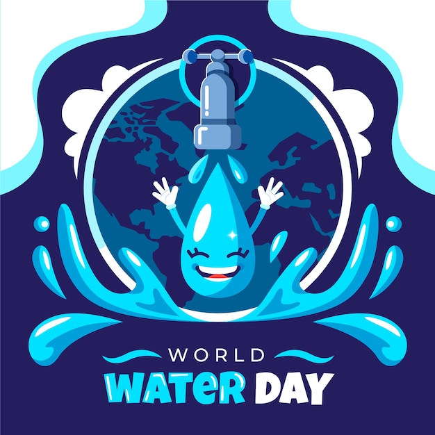 Flat world water day illustration