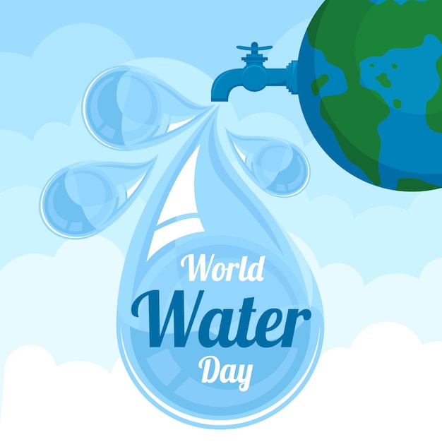 Flat world water day illustration