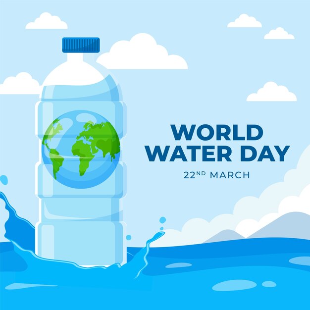 Flat world water day illustration