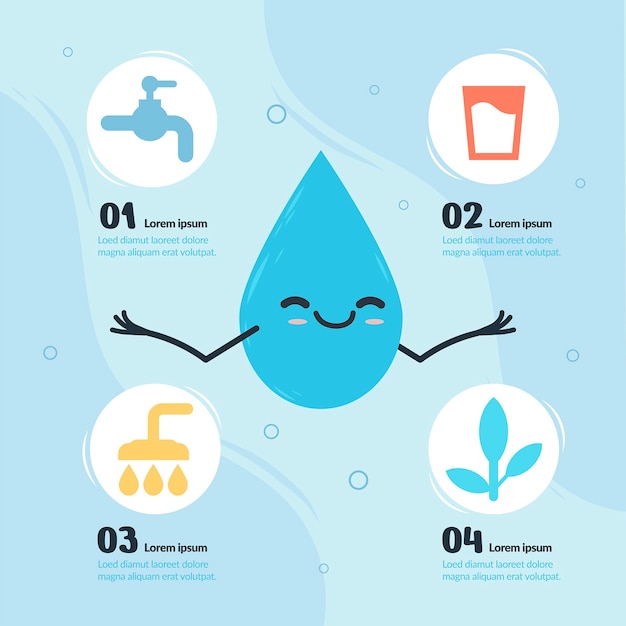 Free vector flat world water day infographic template