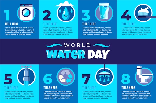 Free Vector flat world water day infographic template