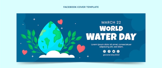 Flat world water day social media cover template