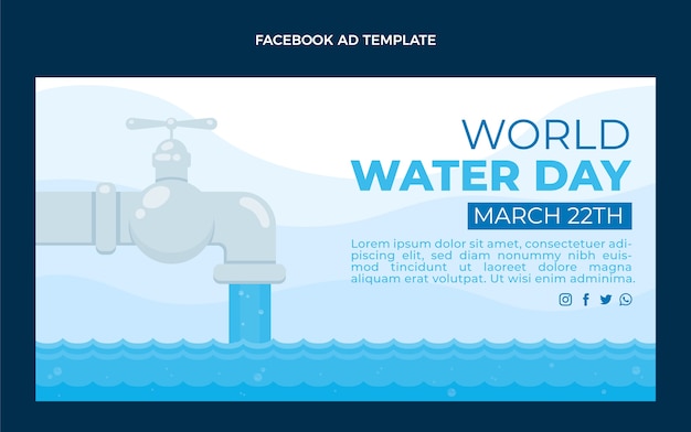 Free Vector flat world water day social media promo template