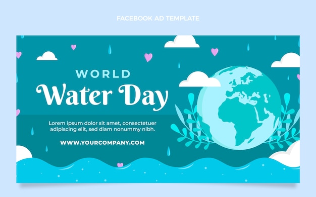 Flat world water day social media promo template