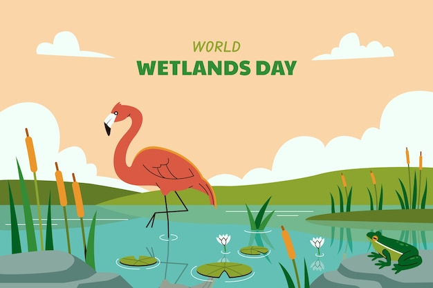 Free Vector flat world wetlands day background