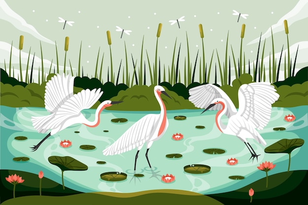 Free Vector flat world wetlands day background