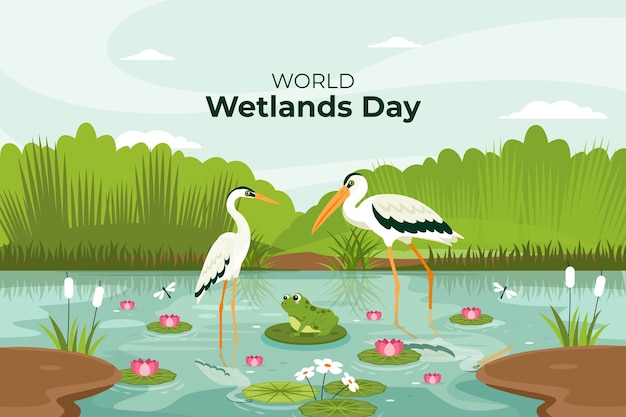 Flat world wetlands day background