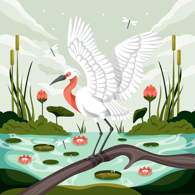 Free Vector flat world wetlands day illustration