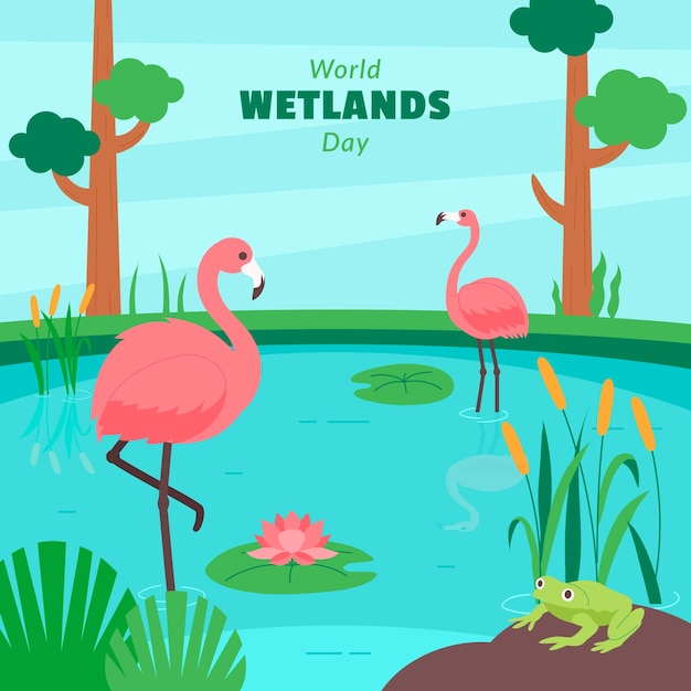 Free Vector flat world wetlands day illustration