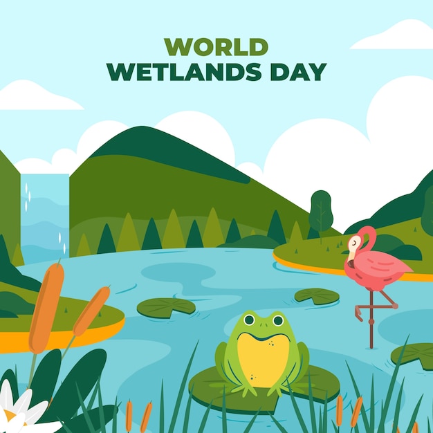 Free Vector flat world wetlands day illustration