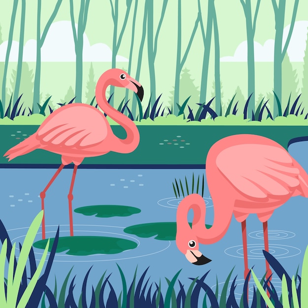 Free Vector flat world wetlands day illustration