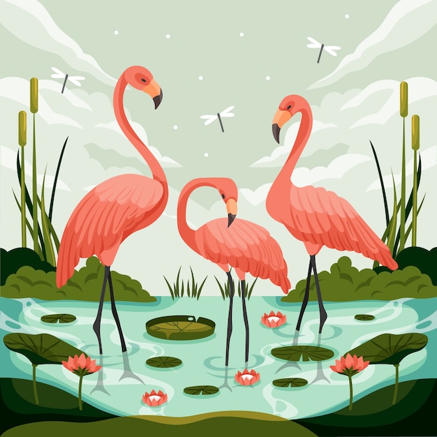 Flat world wetlands day illustration