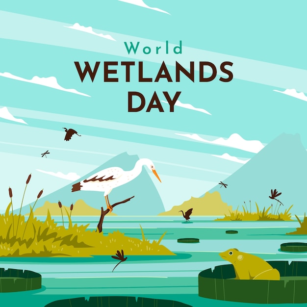 Free Vector flat world wetlands day illustration