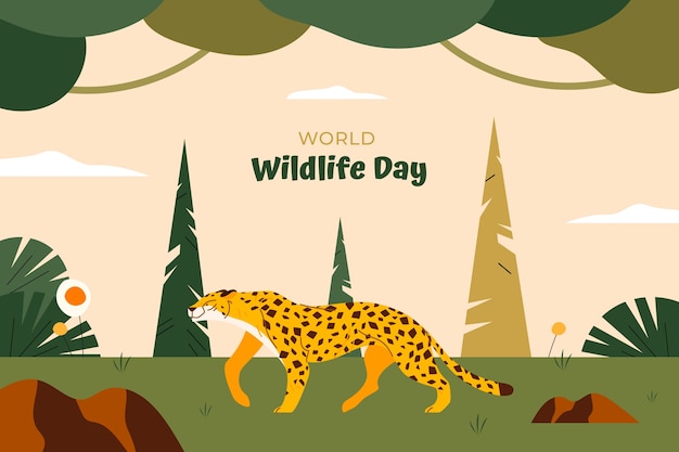 Flat world wildlife day background