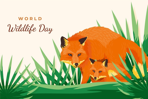 Free vector flat world wildlife day background