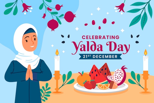 Flat yalda night illustration