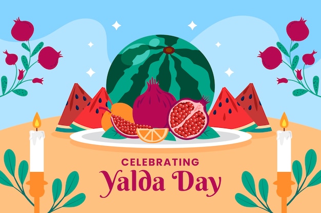 Flat yalda night illustration