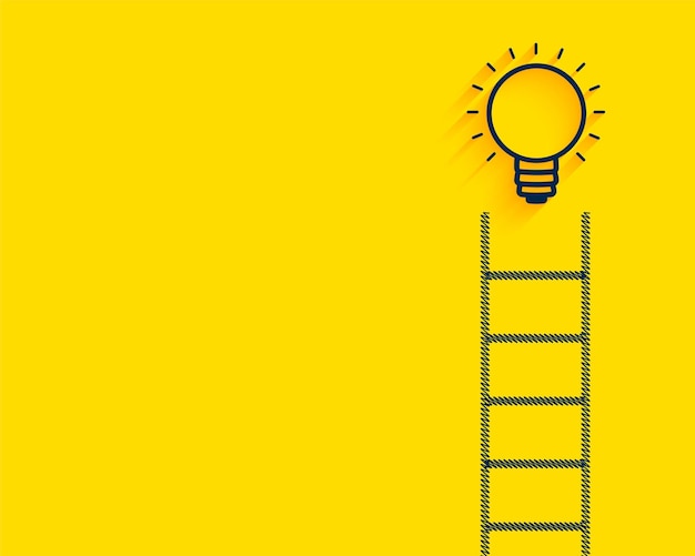 Flat yellow background with ladder and light bulb innovative concept vector illustration