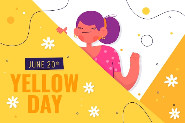 Free Vector flat yellow day background with woman smiling