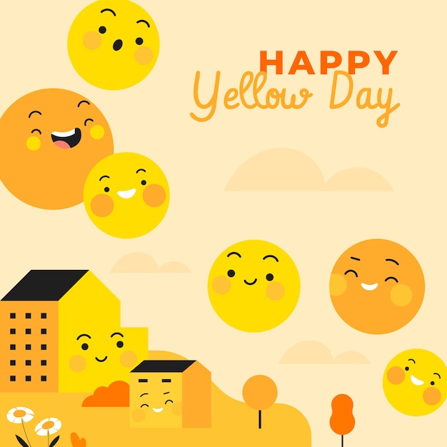 Flat yellow day illustration