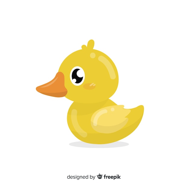 Free vector flat yellow rubber child duck on white background