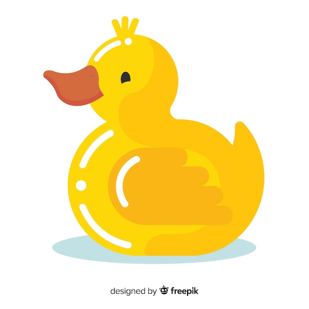 Flat yellow rubber duck for bathing 