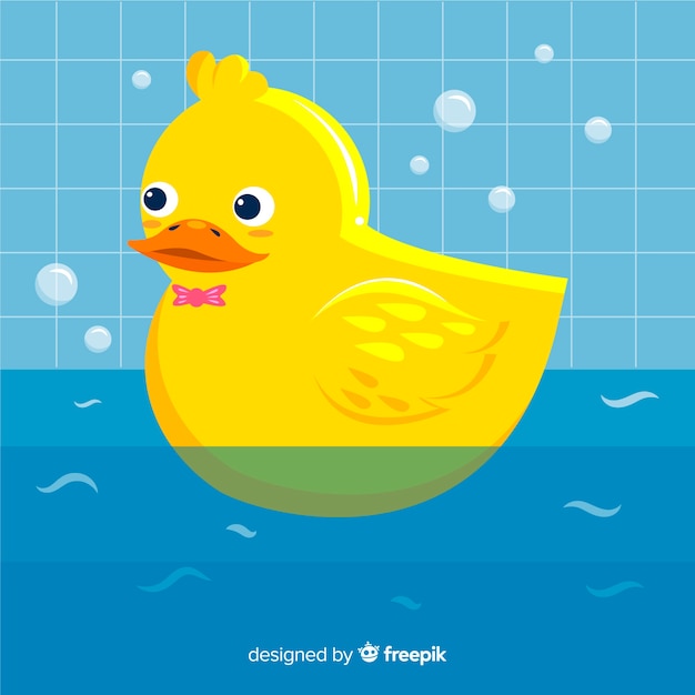 Free Vector flat yellow rubber duck in a bathtub