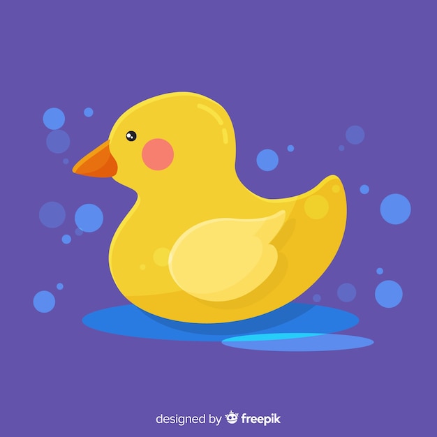 Flat yellow rubber duck cartoon