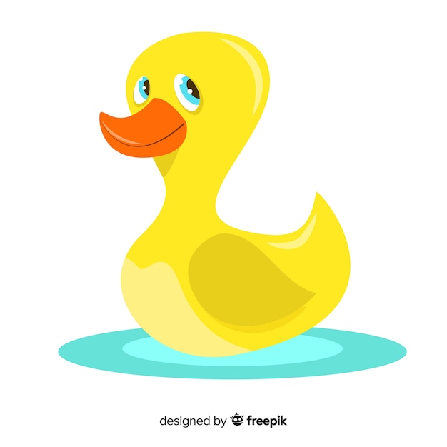 Flat yellow rubber duck looking up