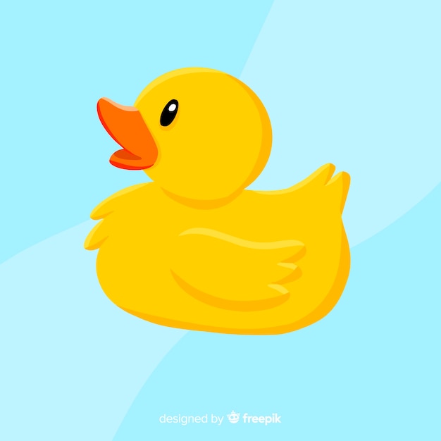 Flat yellow rubber duck on water