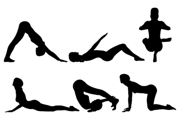 Free Vector flat yoga poses collection for international yoga day