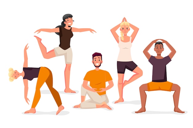 Free vector flat yoga poses collection