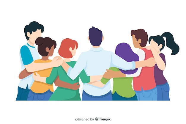 Free Vector flat youth people hugging together 