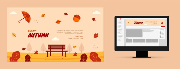 Flat youtube channel art for autumn celebration